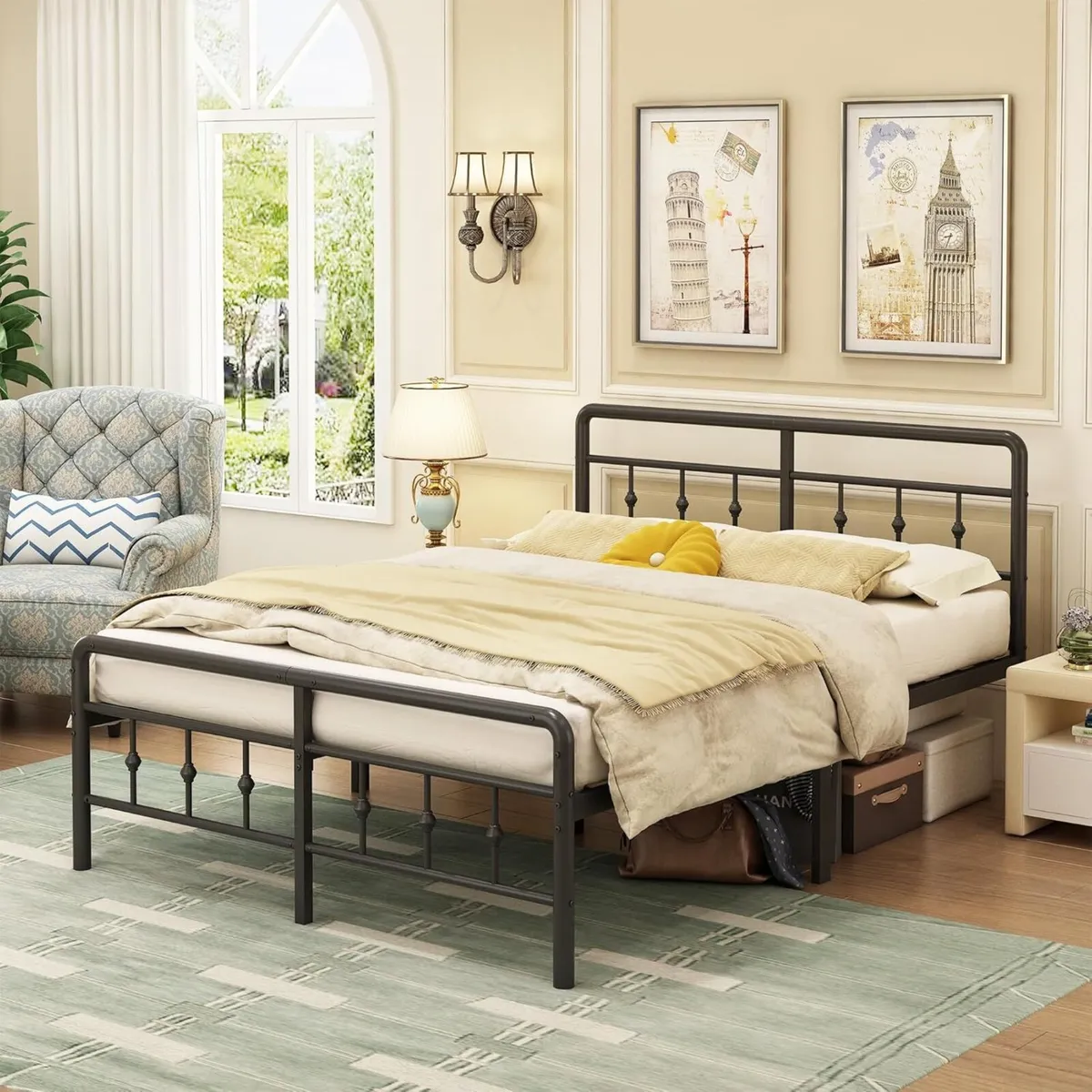 Small Double Bed Frame with Headboard and - Image 1