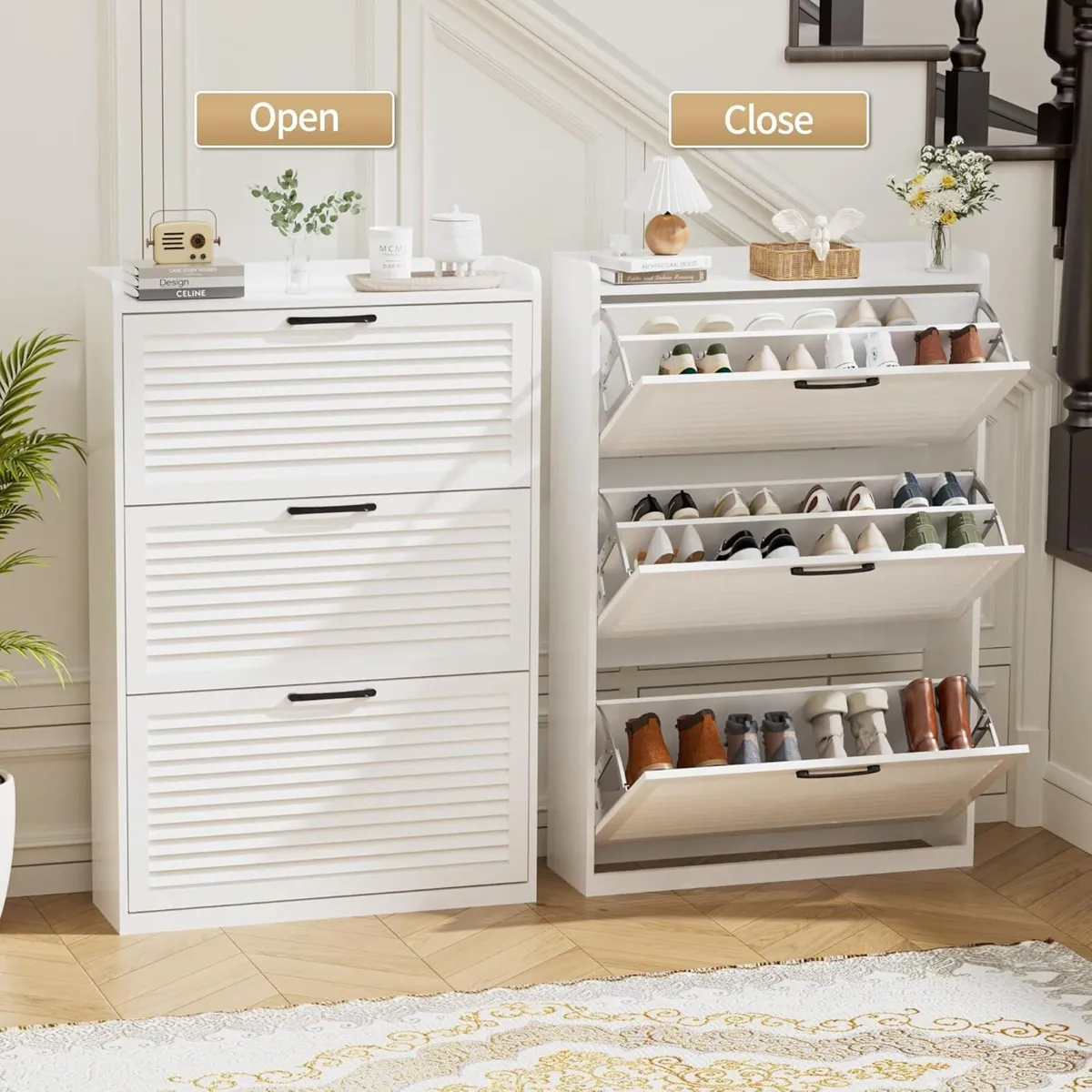 Shoe Storage Cabinet Organizer with 3 Flip - Image 4