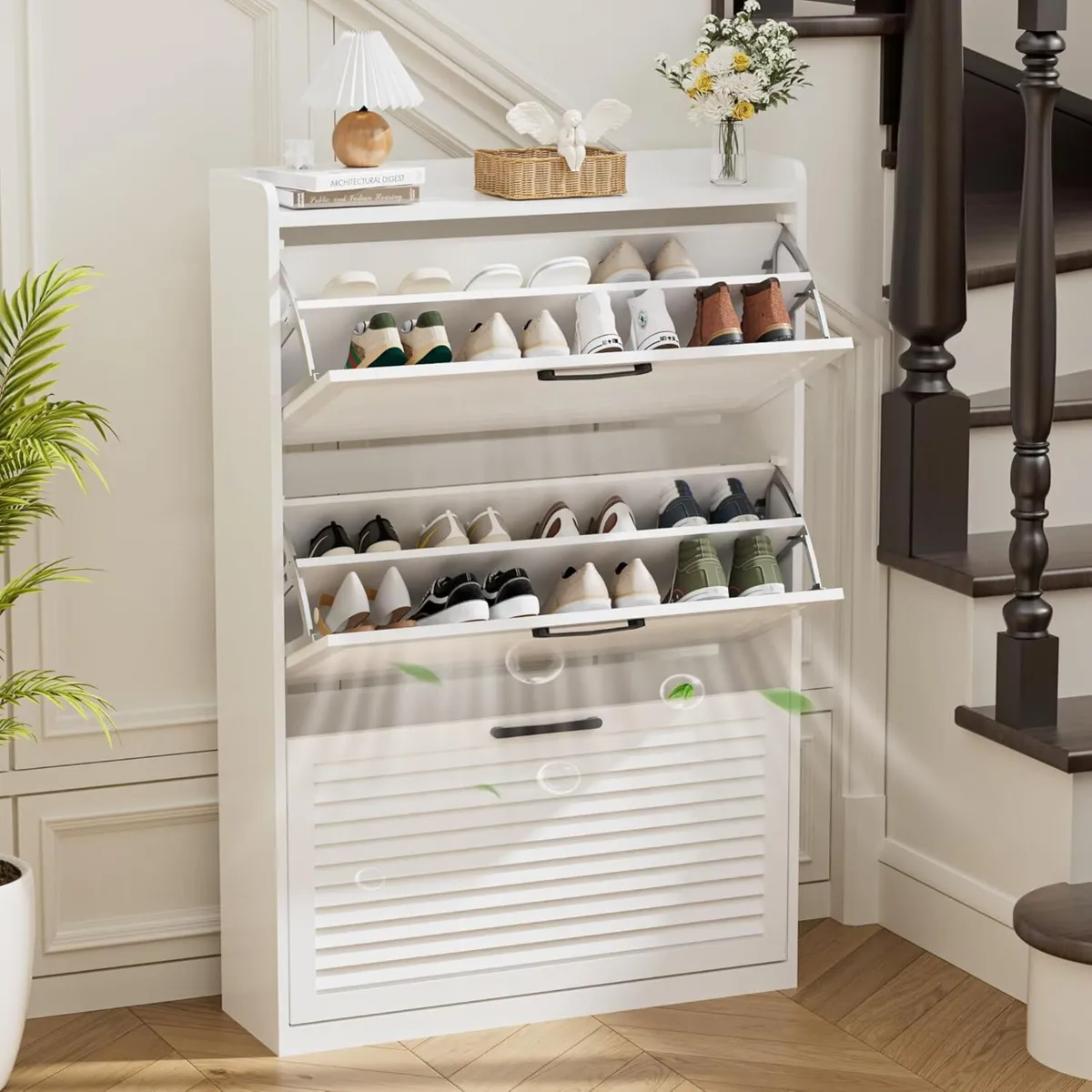 Shoe Storage Cabinet Organizer with 3 Flip - Image 3