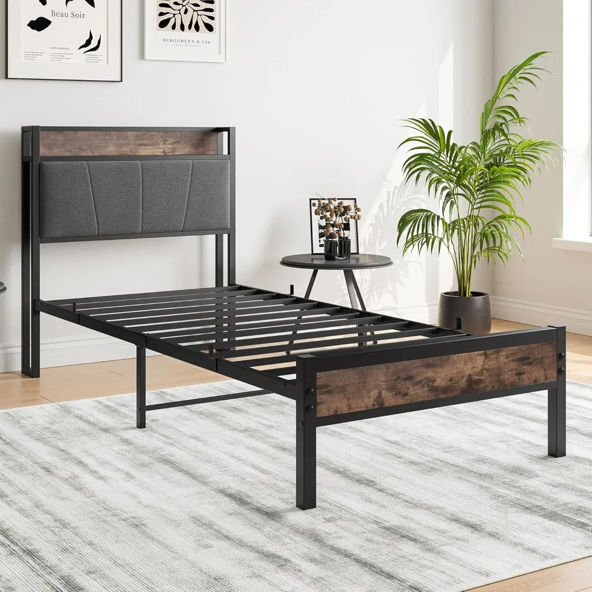 3ft Single Bed Frame with Storage Headboard Heavy - Image 4