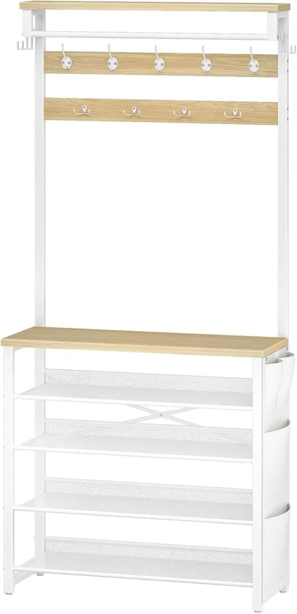 Coat Stand Rack with Shoe Storage Hall Tree - Image 1