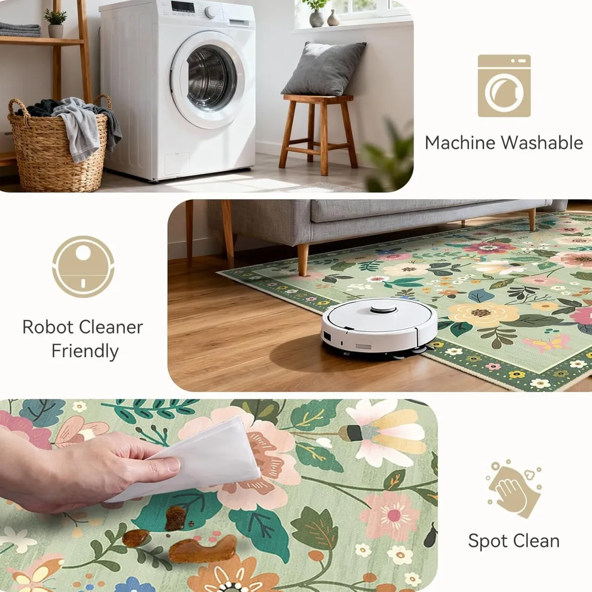 Machine Washable Rugs Living Room 150x210cm - Image 4