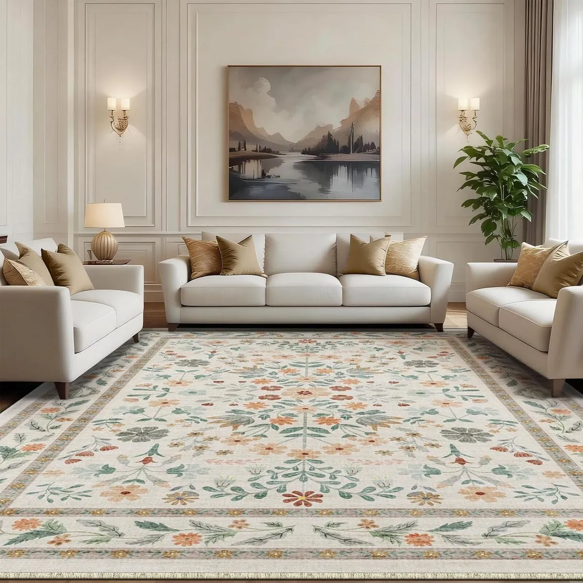 Rugs Living Room 160x230cm Vintage Floral Rug - Image 1