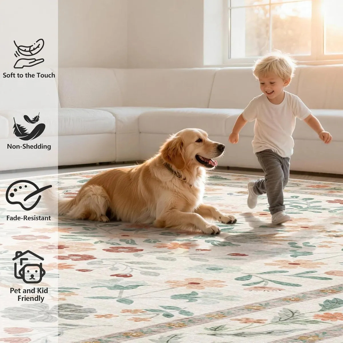Rugs Living Room 160x230cm Vintage Floral Rug - Image 3