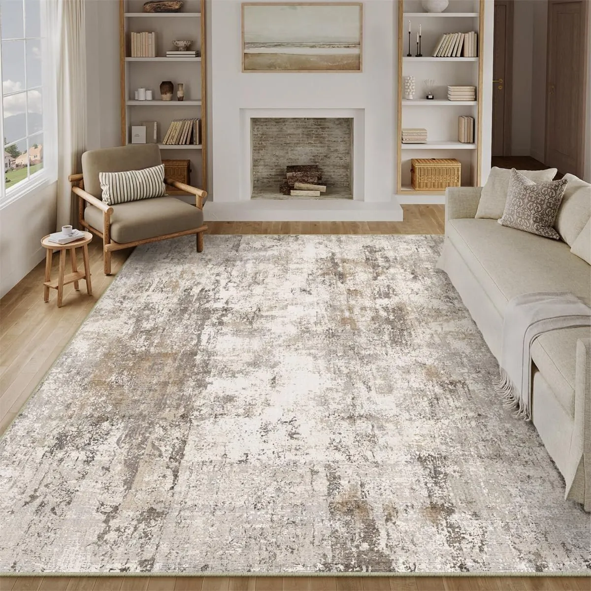 Washable Rugs Living Room Rug 200x300cm Brown - Image 1