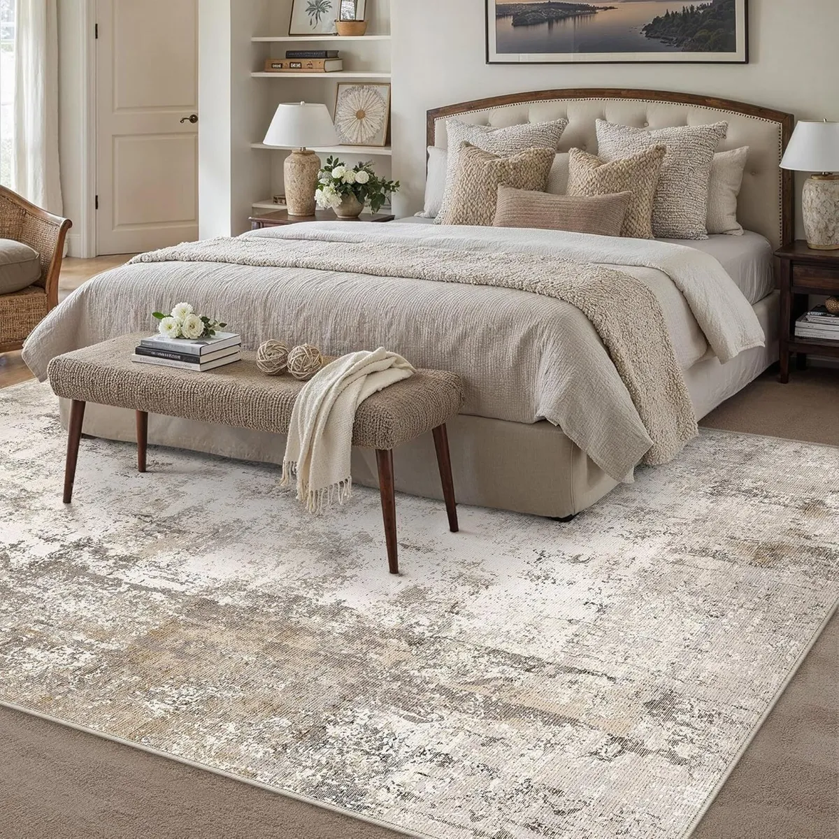 Washable Rugs Living Room Rug 200x300cm Brown - Image 3