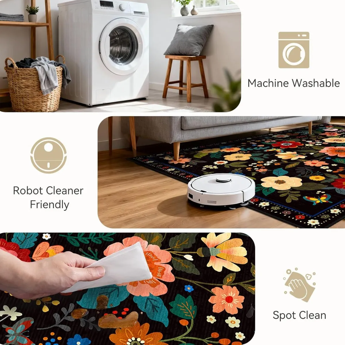 Machine Washable Rugs Living Room 150x210cm - Image 4