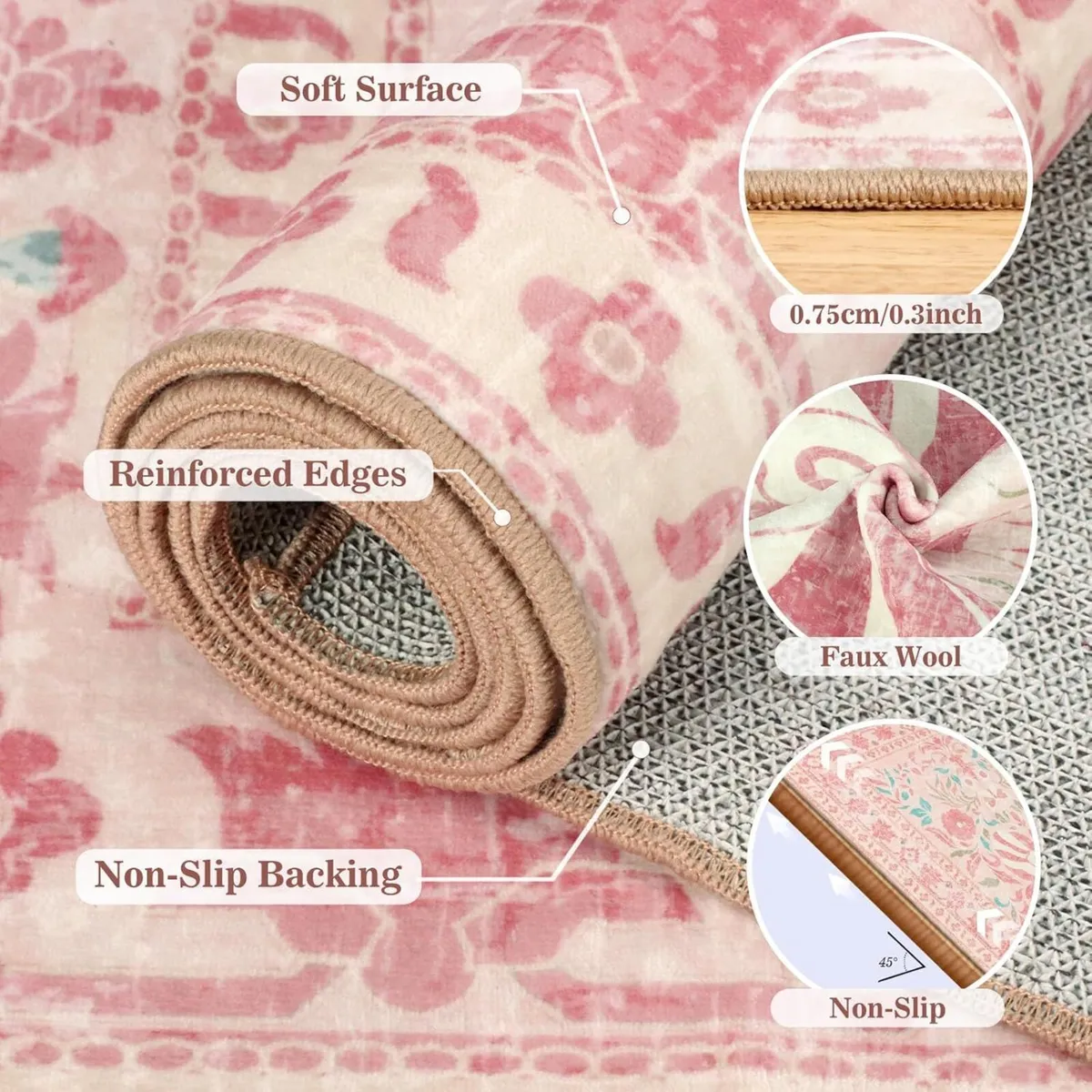 Butterfly Pink Rugs Living Room 200x290cm - Image 3