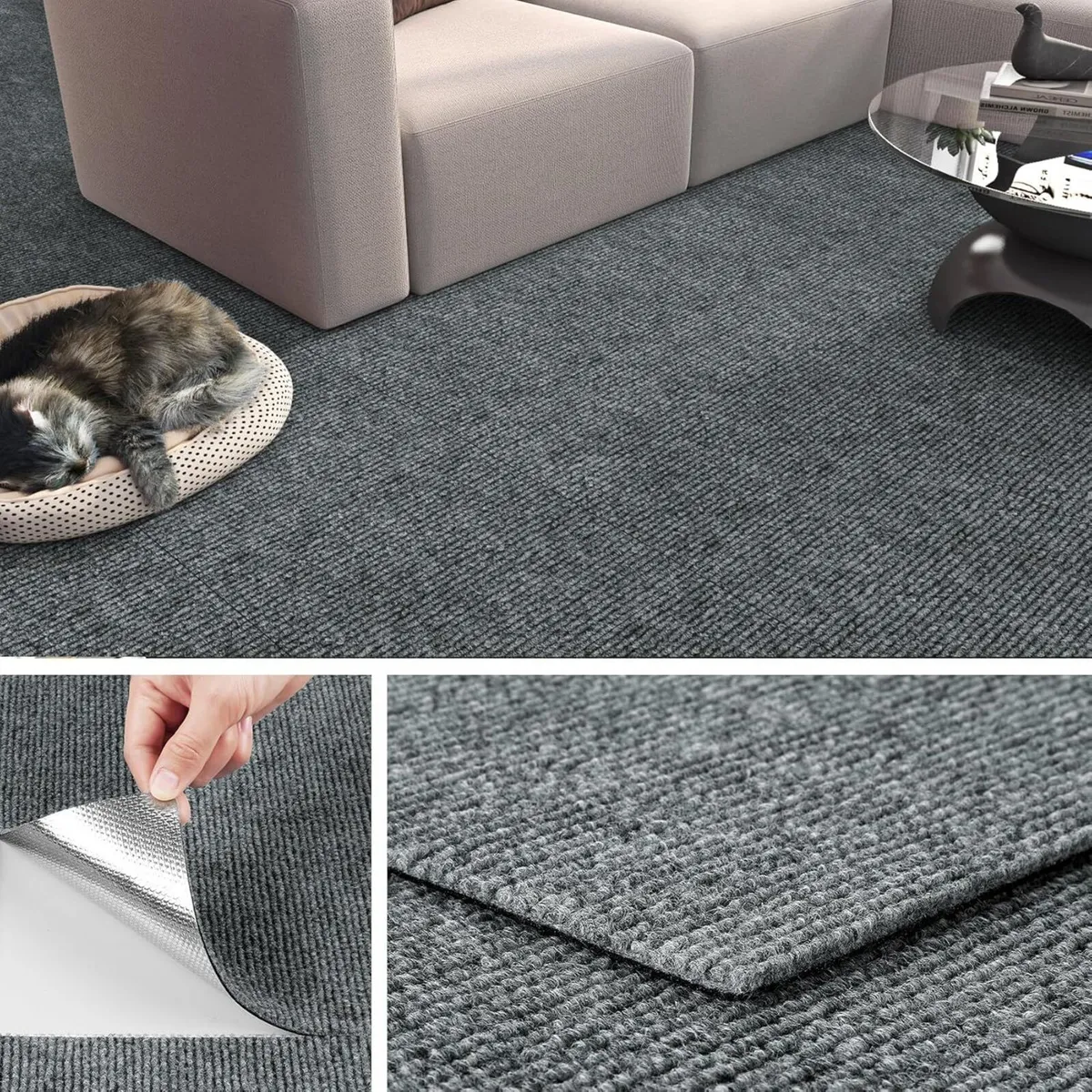 Grey Carpet Tiles Self Adhesive for Living Room - Image 1