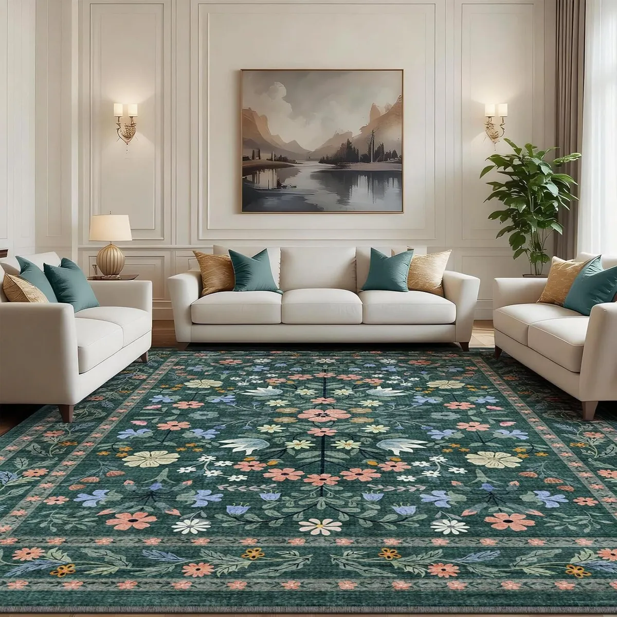 Rugs Living Room 160x230cm Vintage Floral Rug - Image 1