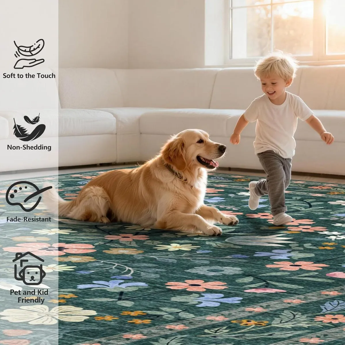 Rugs Living Room 160x230cm Vintage Floral Rug - Image 3