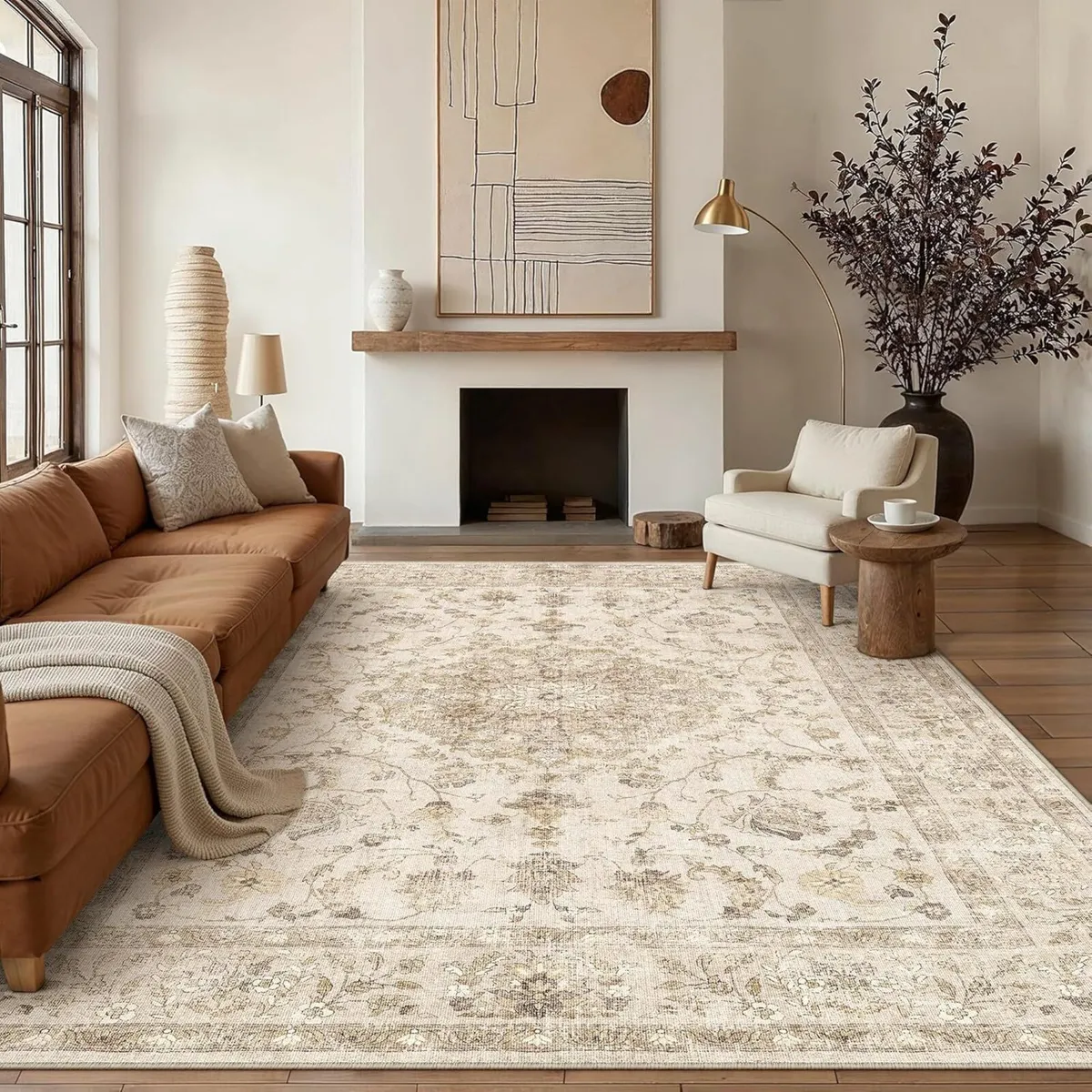 Beige Rugs Living Room 200x300cm Vintage Machine - Image 1