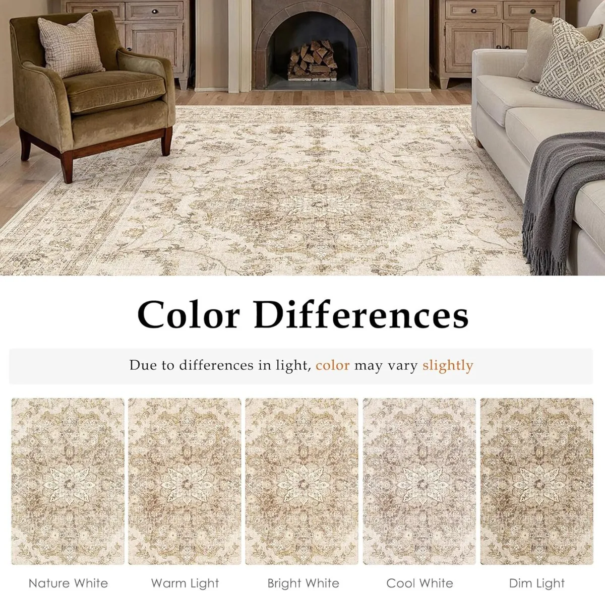 Beige Rugs Living Room 200x300cm Vintage Machine - Image 2