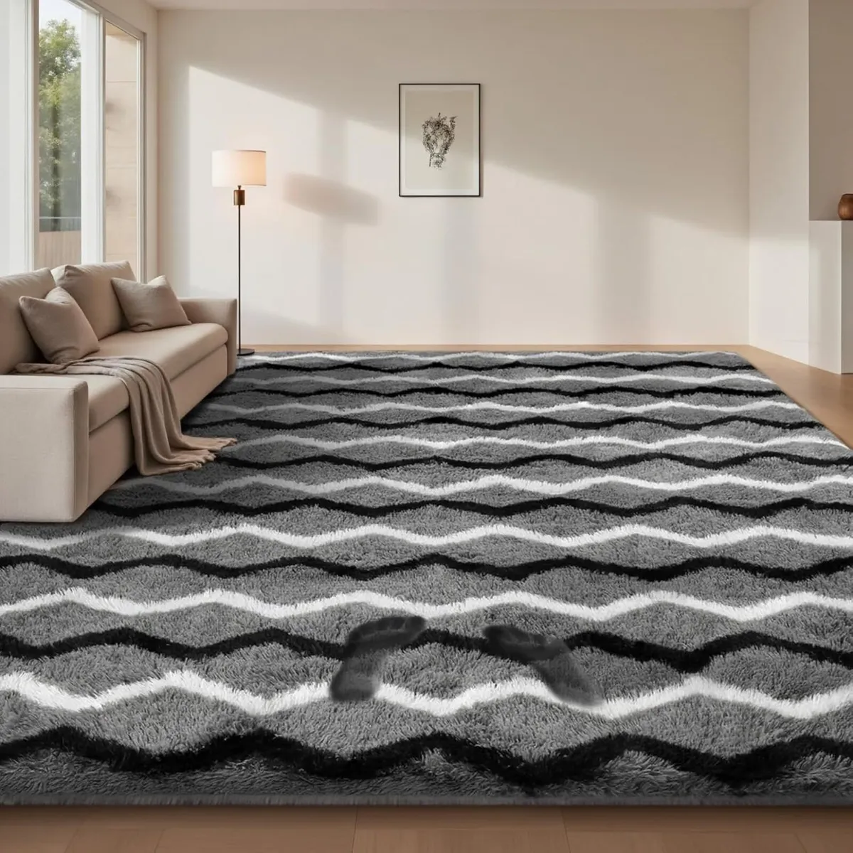 Rugs Living Room 200x300cm Dark Grey and Black - Image 1