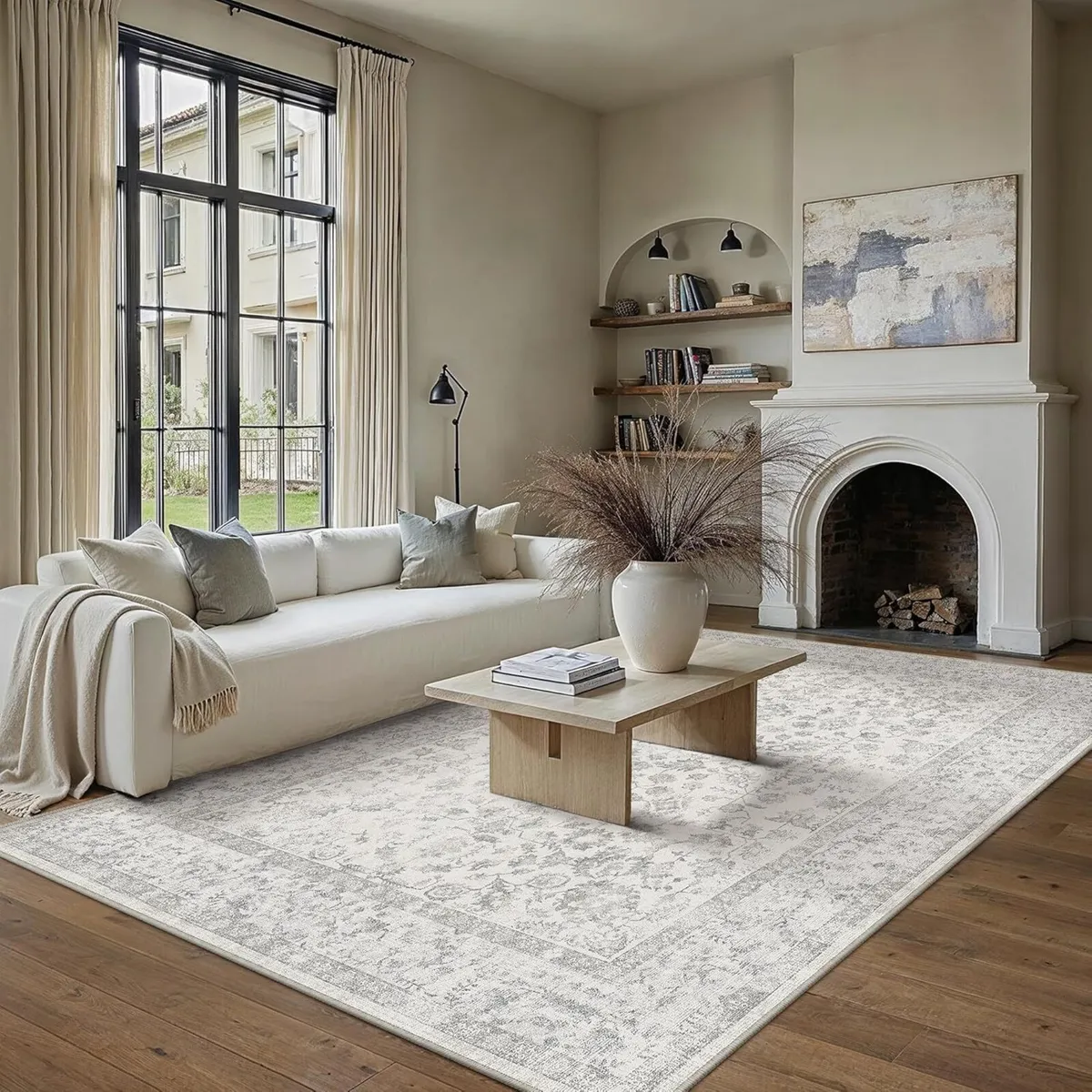 Grey Rugs Living Room 200x300 cm Large Vintage - Image 1