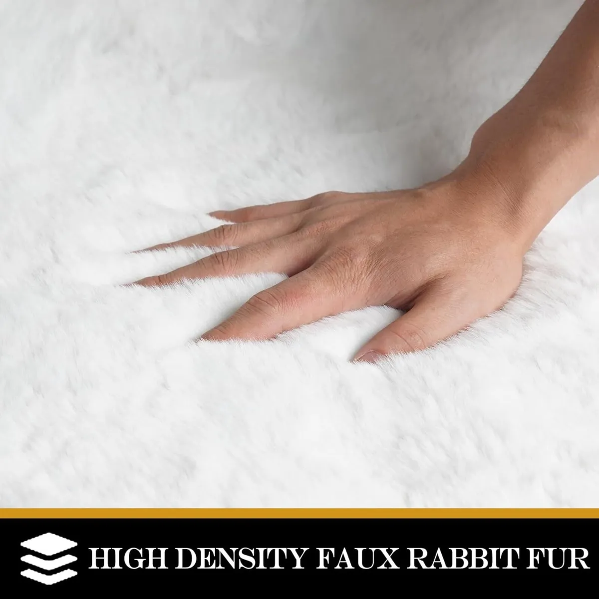 White Fluffy Faux Fur Rug 180 x 270cm Machine - Image 3