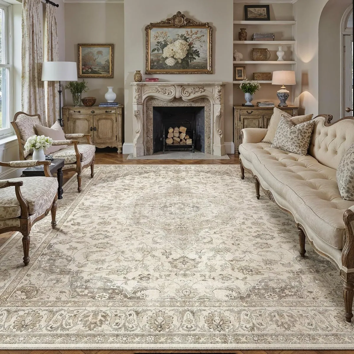 Brown Rugs Living Room 240x300cm Vintage Machine - Image 1