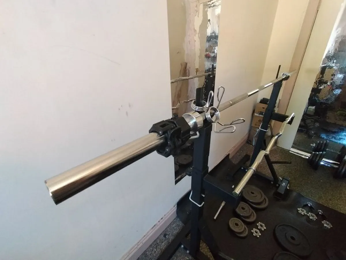 Full Home Gym Set Olympic Barbell, Bench, Stands, Power Tower, Plates Etc. - Image 4