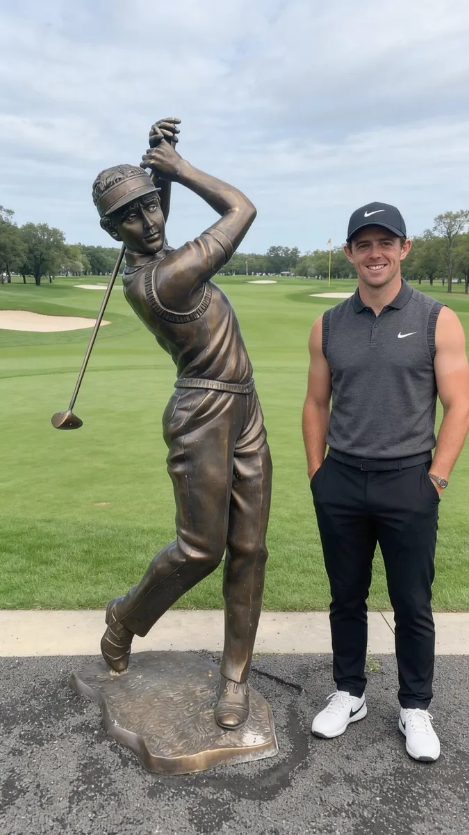 Life size bronze golfer sculpture