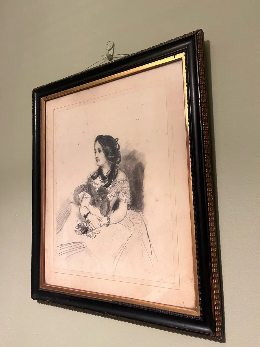 Antique Original Sketch of Lady - Image 1