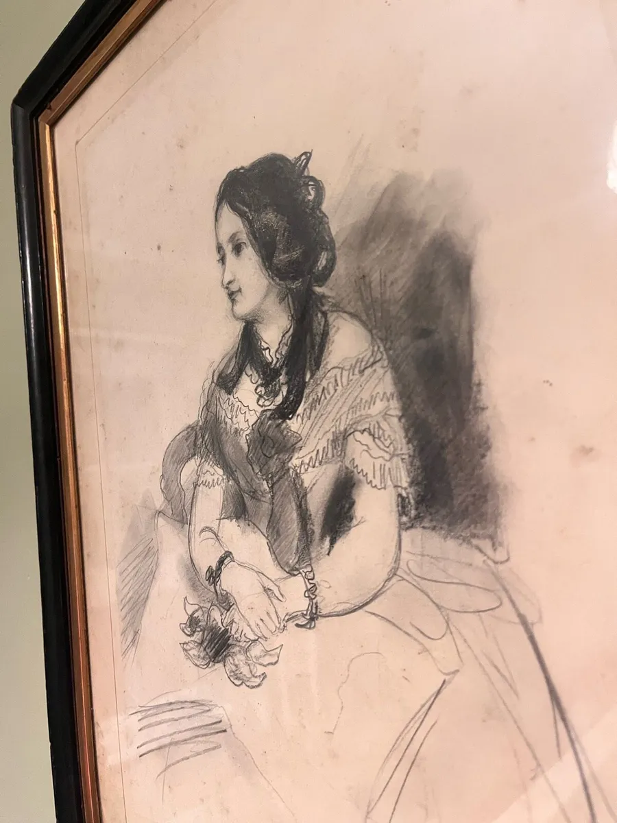 Antique Original Sketch of Lady - Image 2