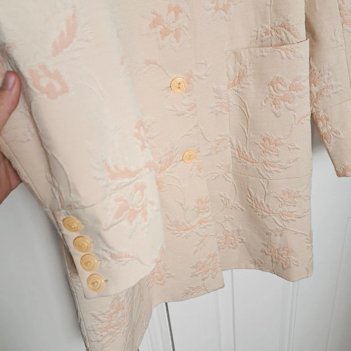 Dunnes Orange Pink Nude Floral Jacquard Coat 10UK - Image 3