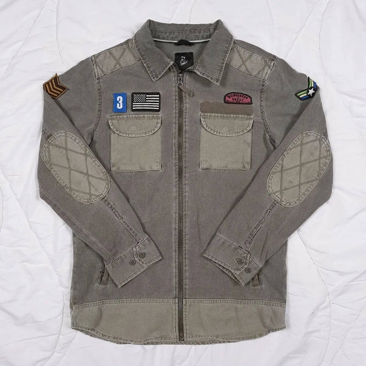 Art Class Grey Khaki Patchwork Jacket 8UK/36EU - Image 1