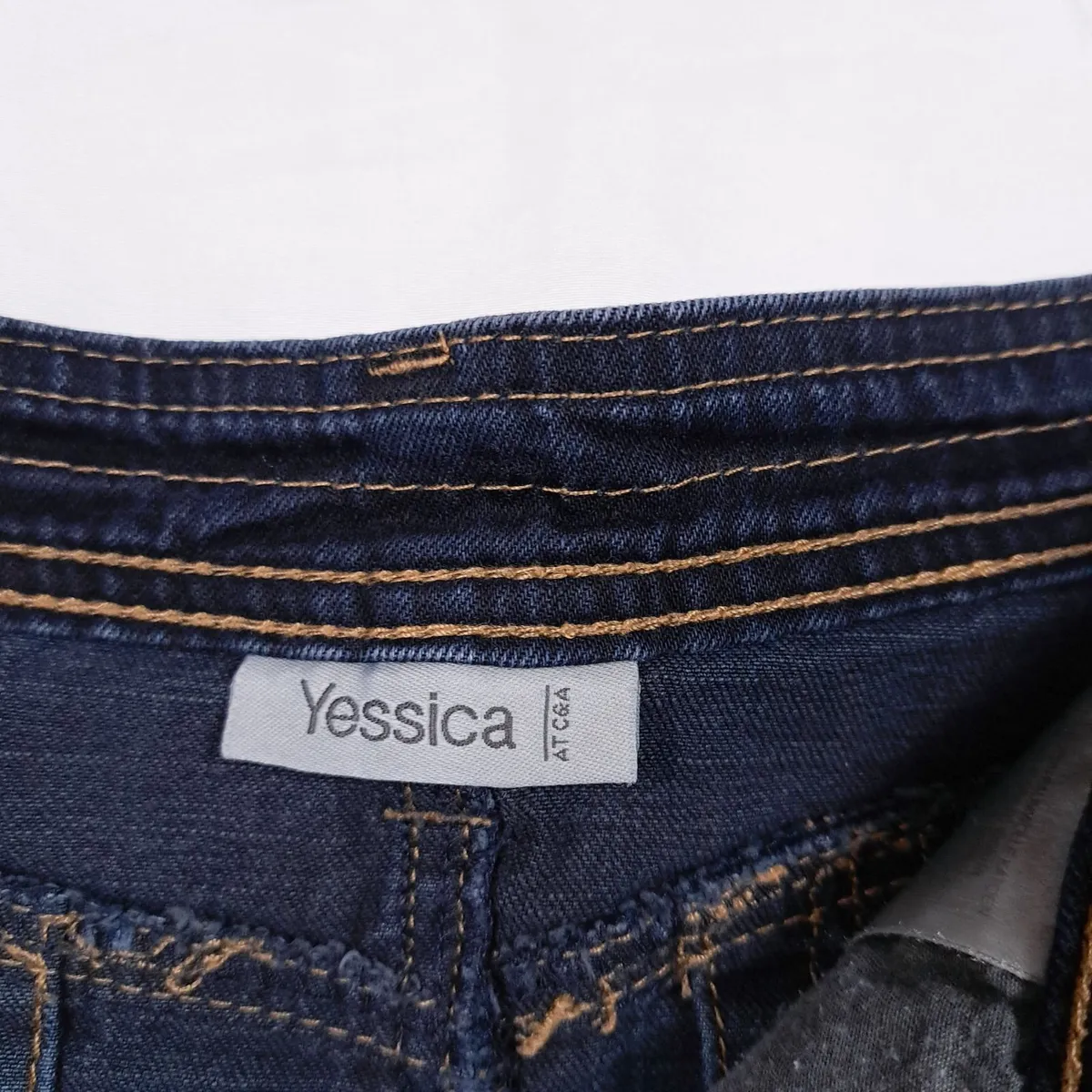 Yessica Dark Wash Indigo Denim Pleated Skirt 10UK - Image 2