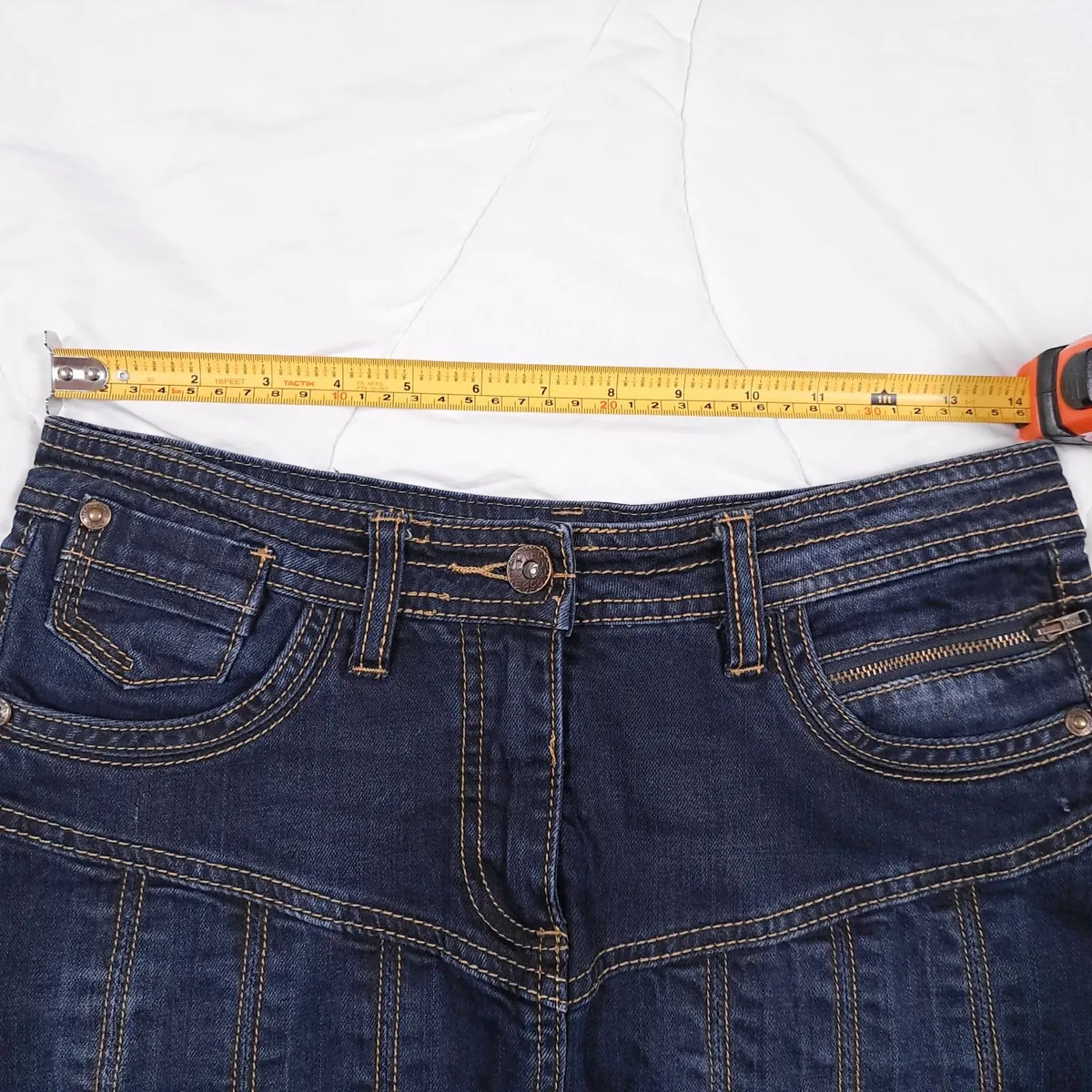 Yessica Dark Wash Indigo Denim Pleated Skirt 10UK - Image 3