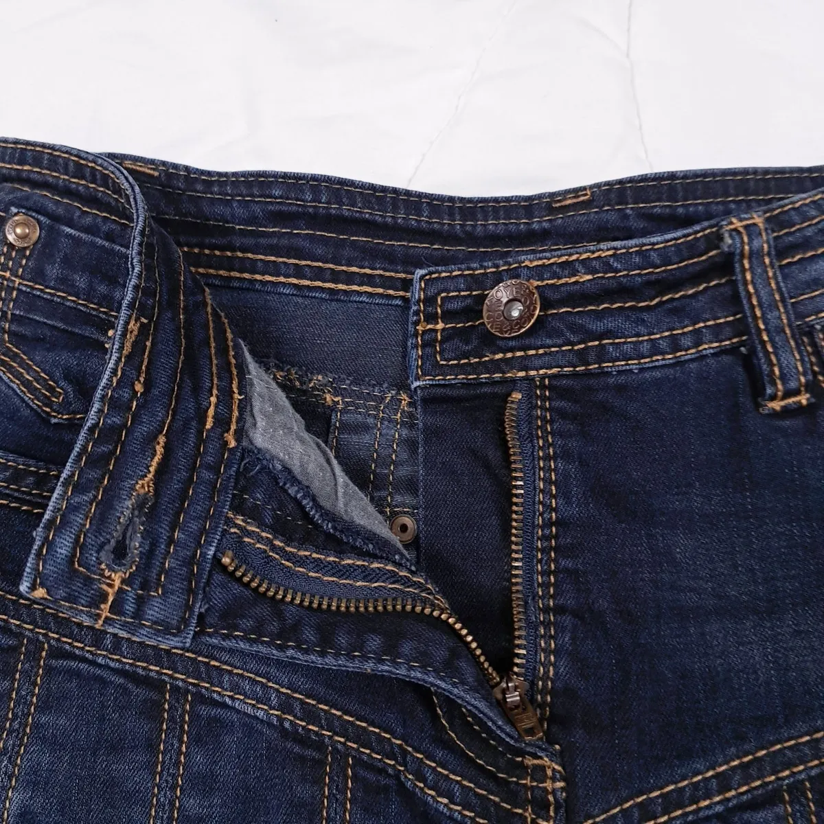 Yessica Dark Wash Indigo Denim Pleated Skirt 10UK - Image 4