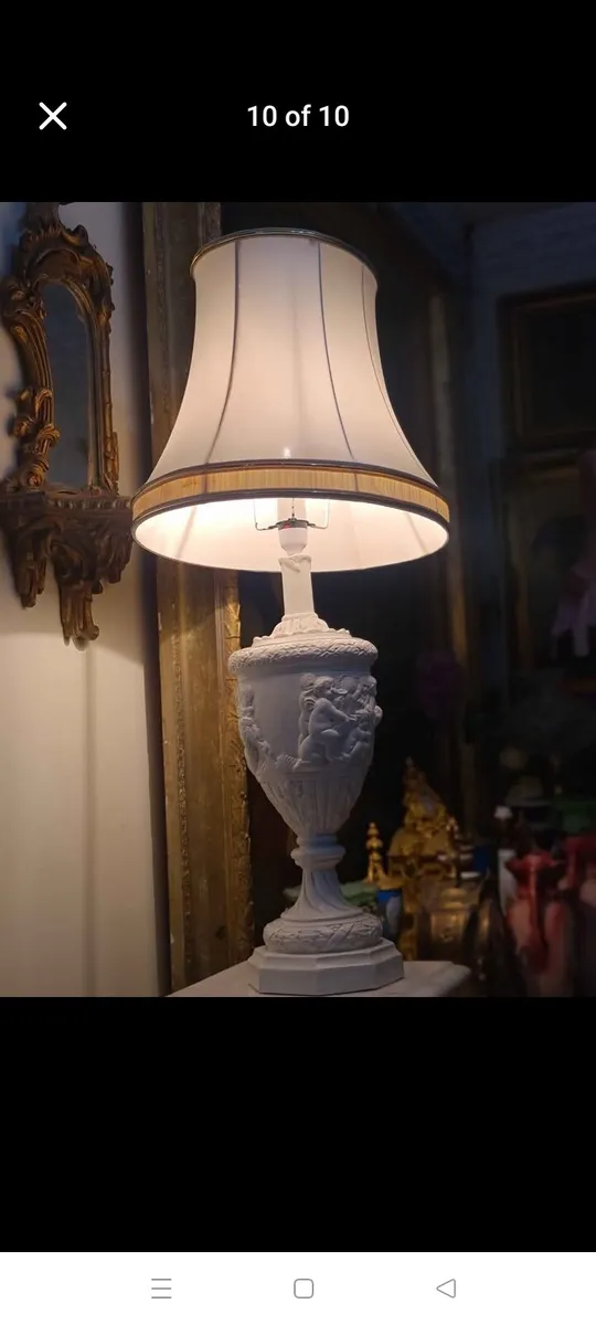 Neoclassical tall lamp and shade - Image 1