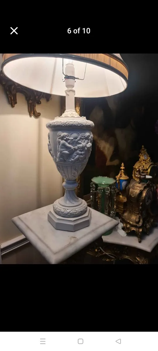 Neoclassical tall lamp and shade - Image 2