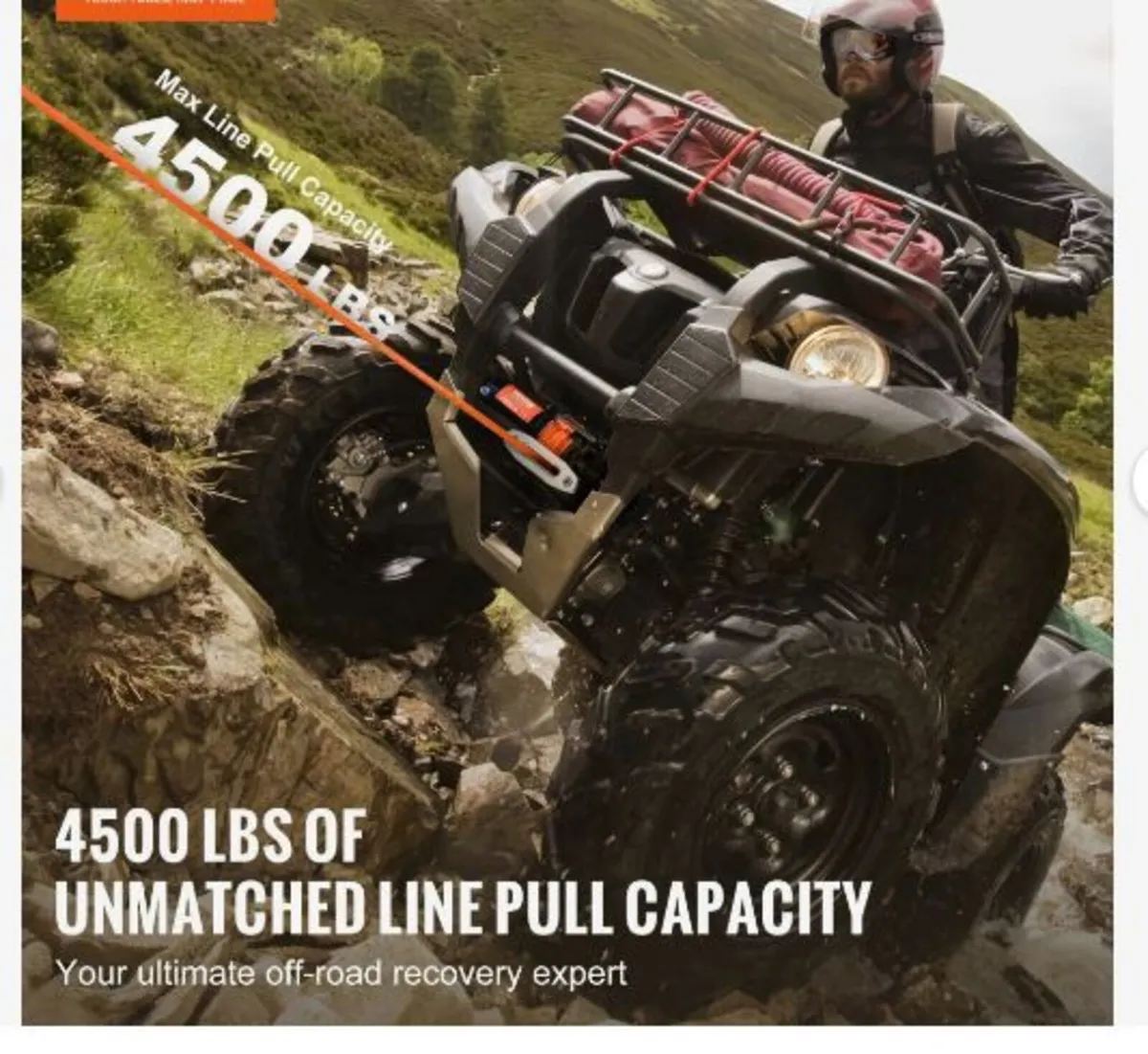 Electric Winch ATV UTV 2041.2 kg Synthetic - Image 2