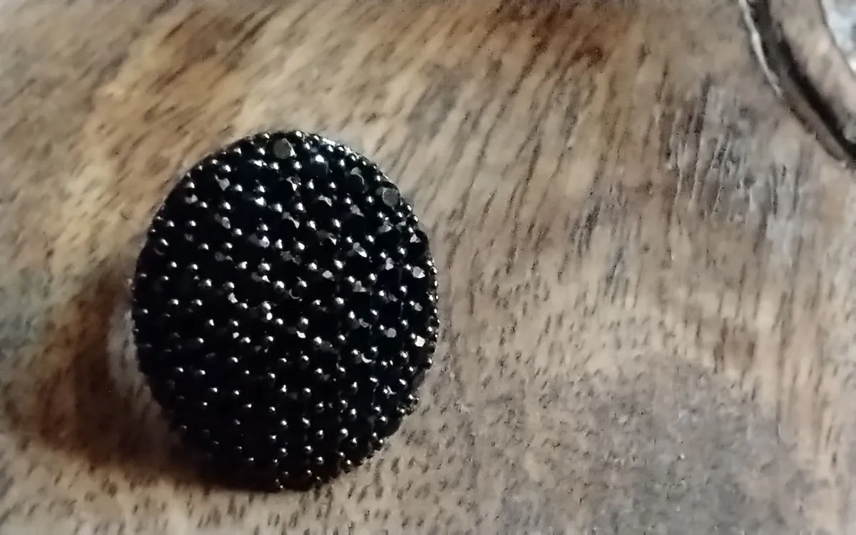 Vintage sterling silver black spinel ring L - Image 3