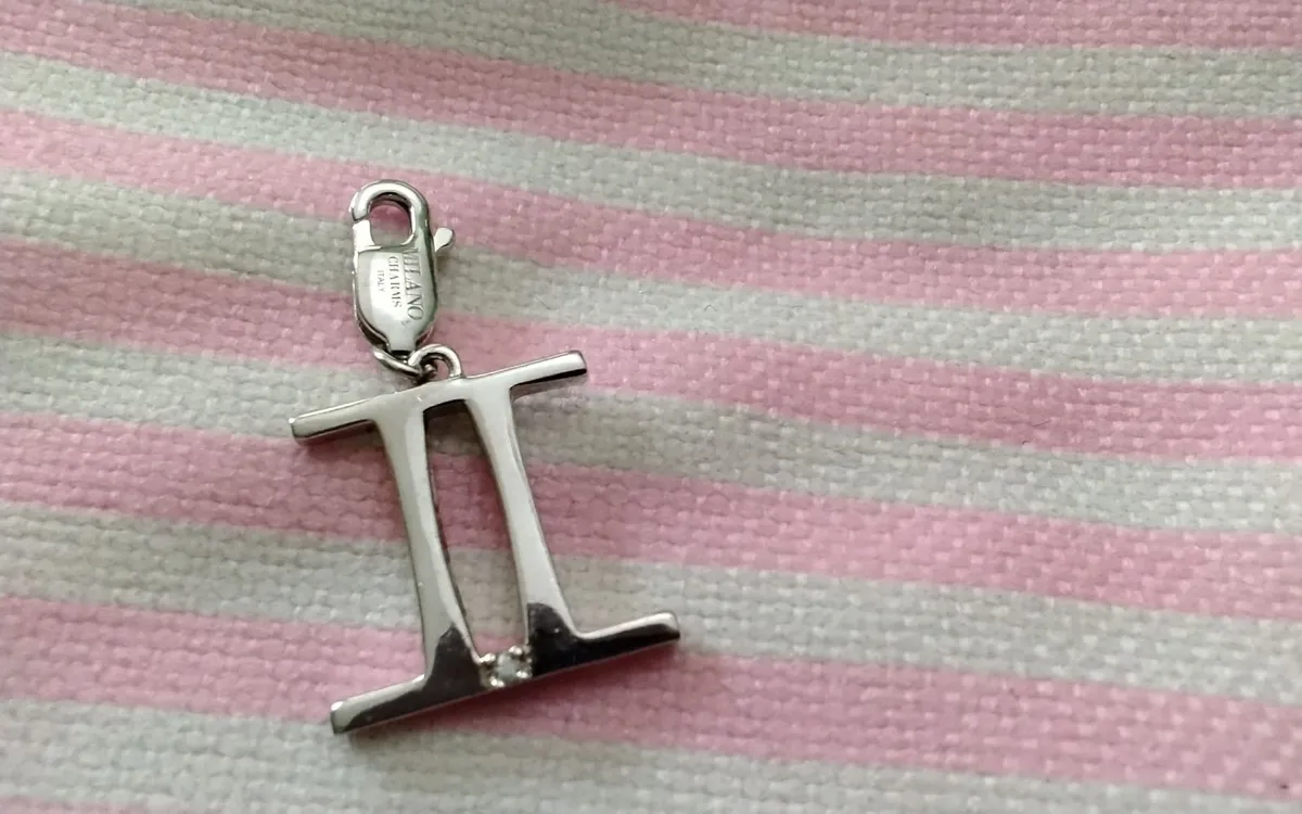 Sterling Silver zodiac Gemini lge charm / pendant - Image 1