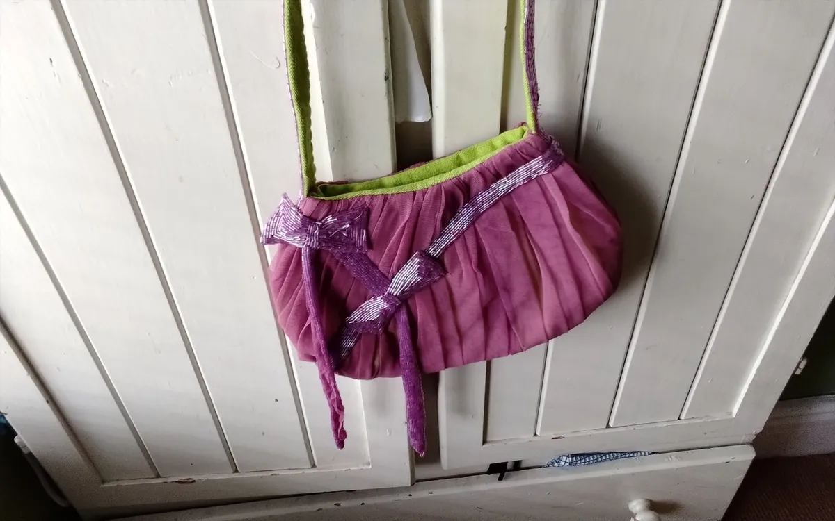 Vintage antik batik pink & green designer  bag - Image 2