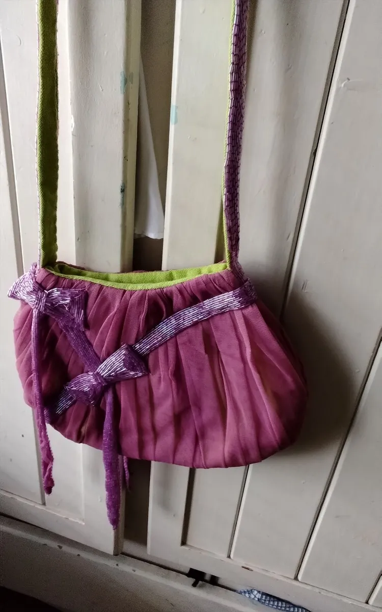 Vintage antik batik pink & green designer  bag - Image 1