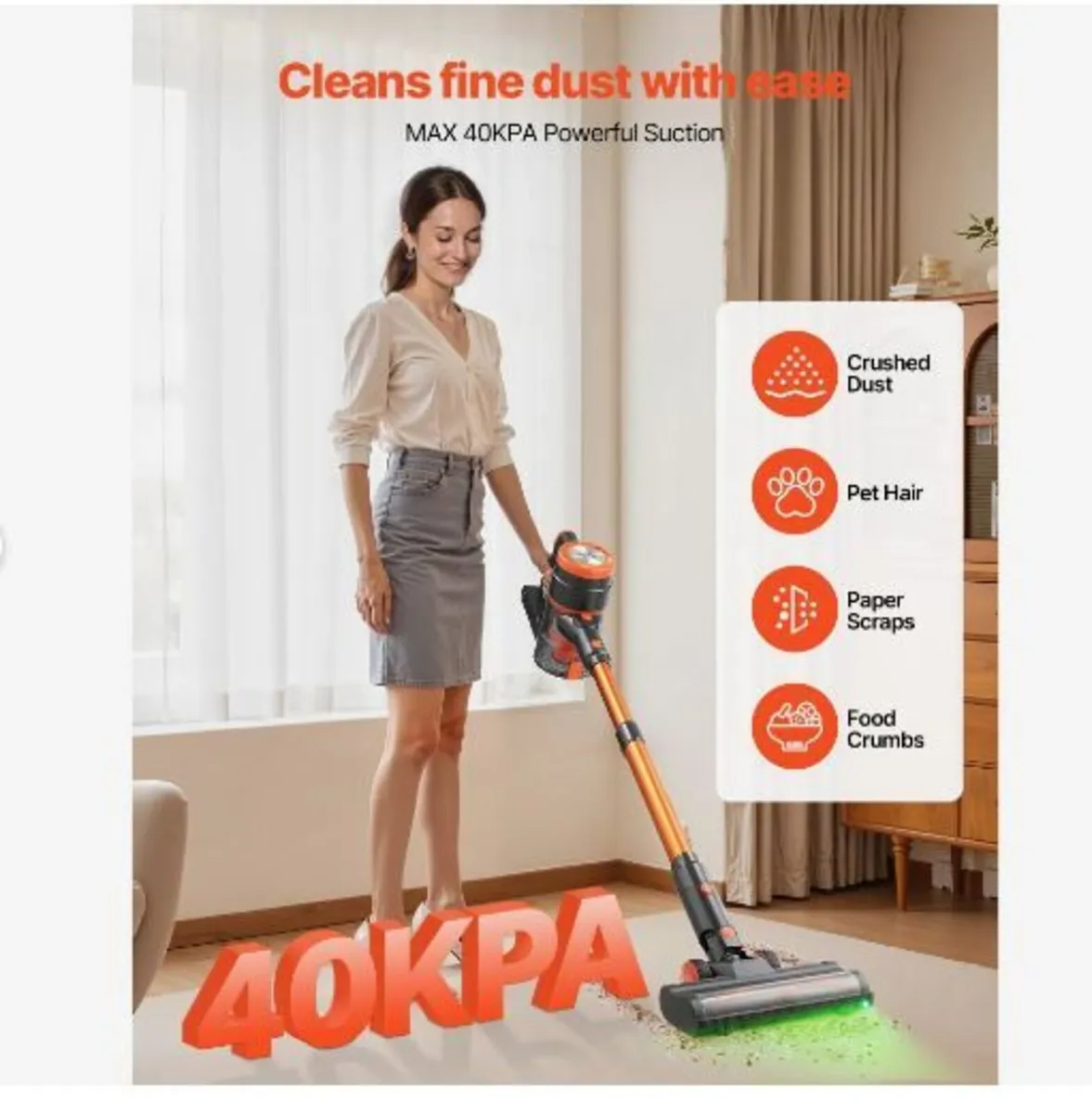 Cordless Vacuum Cleaner, 40KPA Max Suction - Image 2