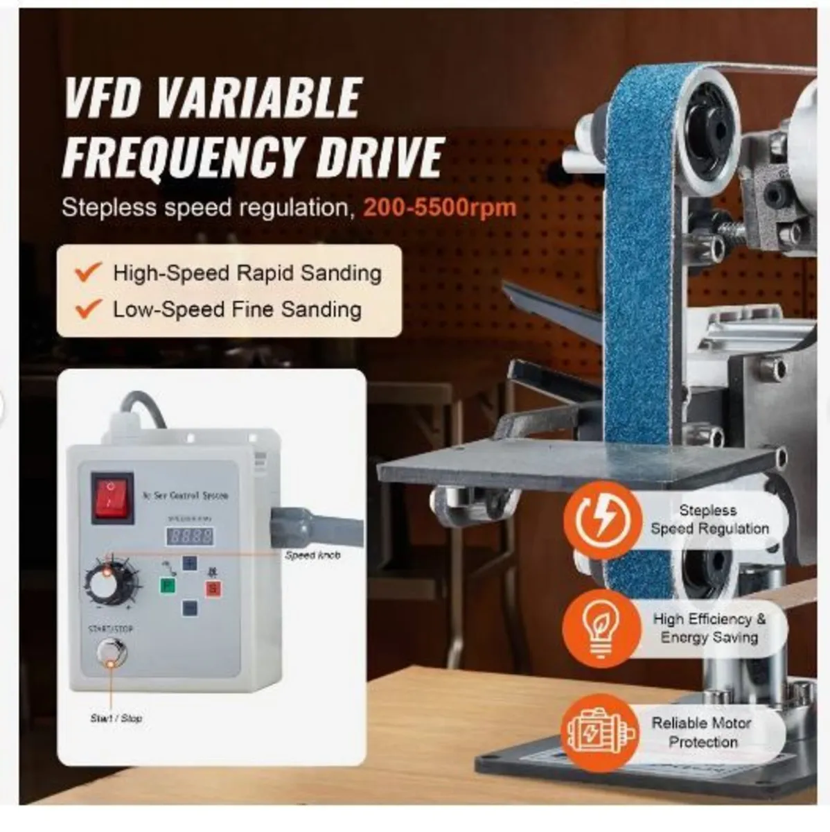Belt Grinder Sander, 30 x 1-Inch Variable Speed - Image 4
