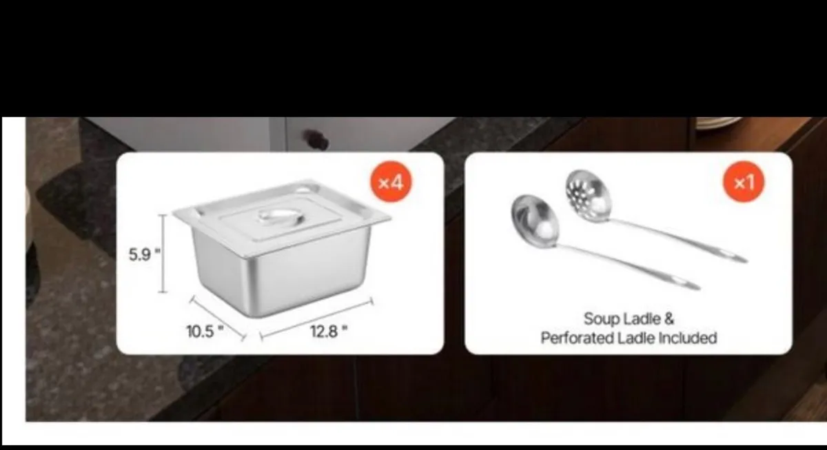 Warmer Stainless Steel 4 Pans with Glass Shield - Image 3