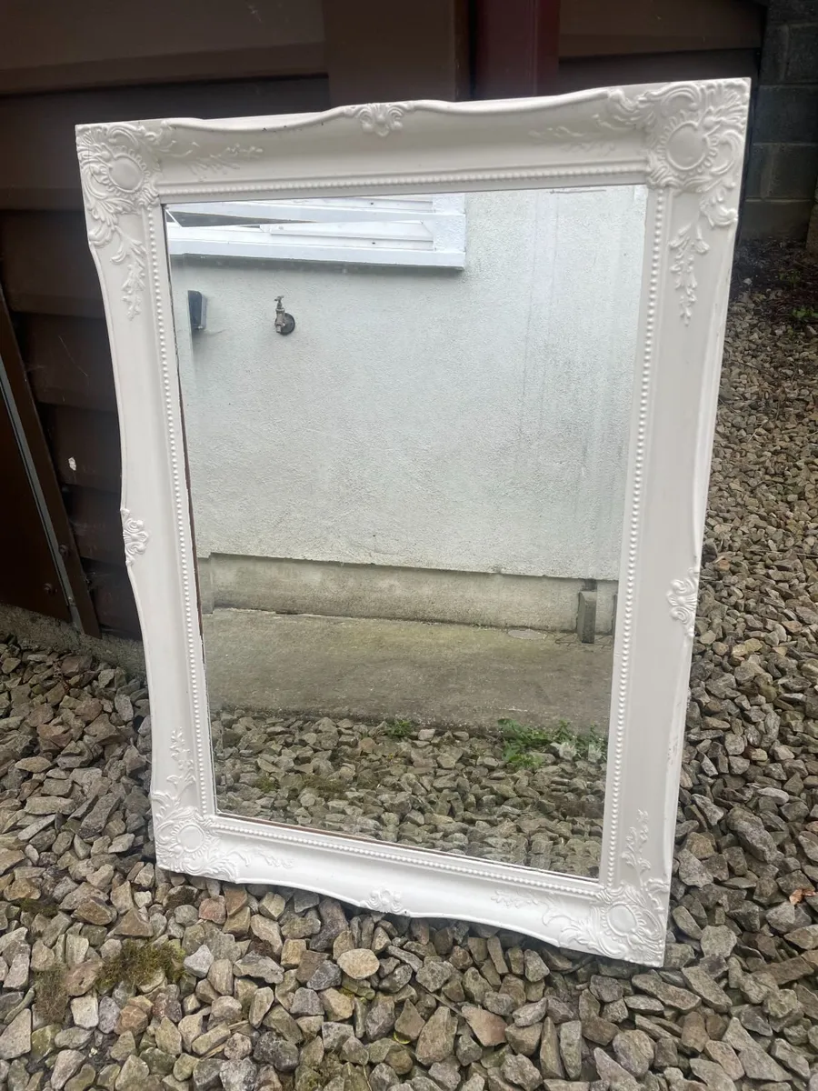 Large Decorative White Wall Mirror  Vintage Style - Image 2