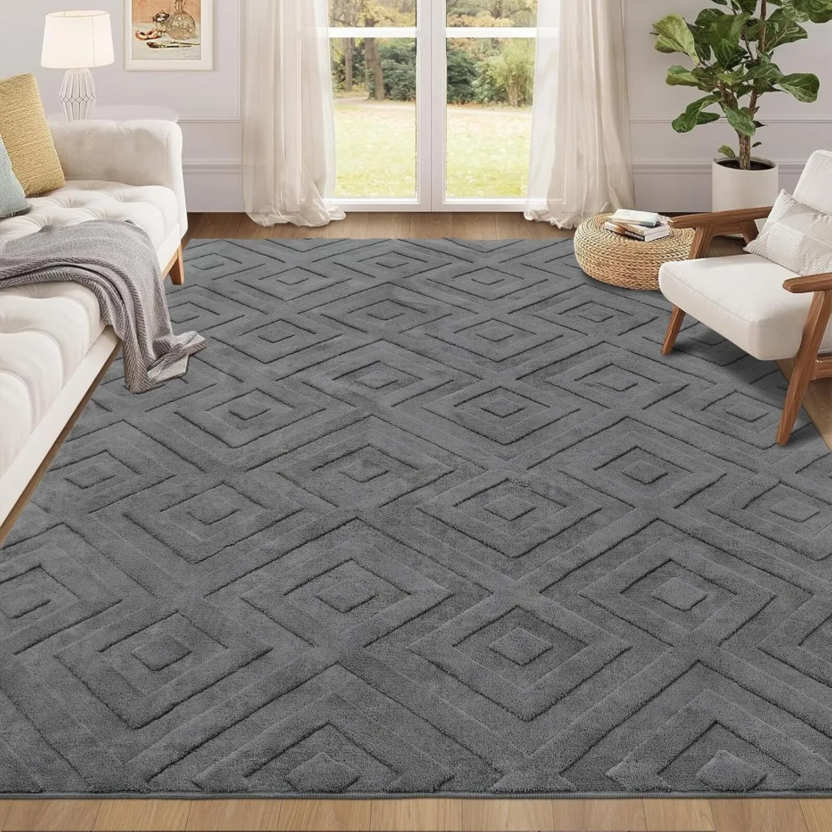 Washable Large Rug Soft Geometric for Bedroom - Image 1