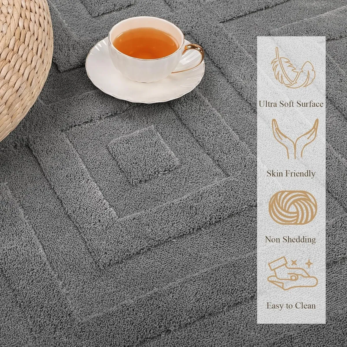 Washable Large Rug Soft Geometric for Bedroom - Image 2