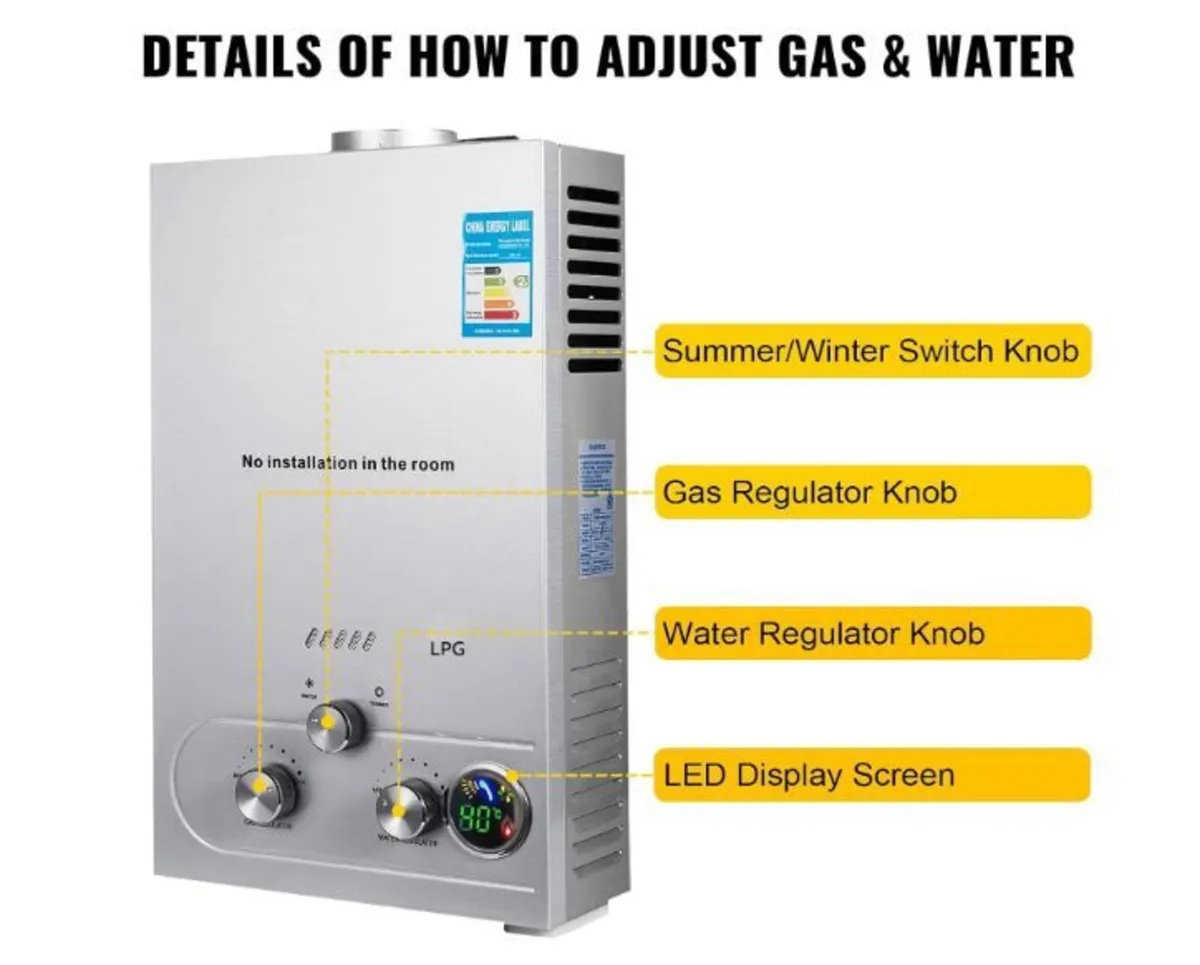 Portable Gas Instantaneous Water Heater 16L 32KW - Image 2