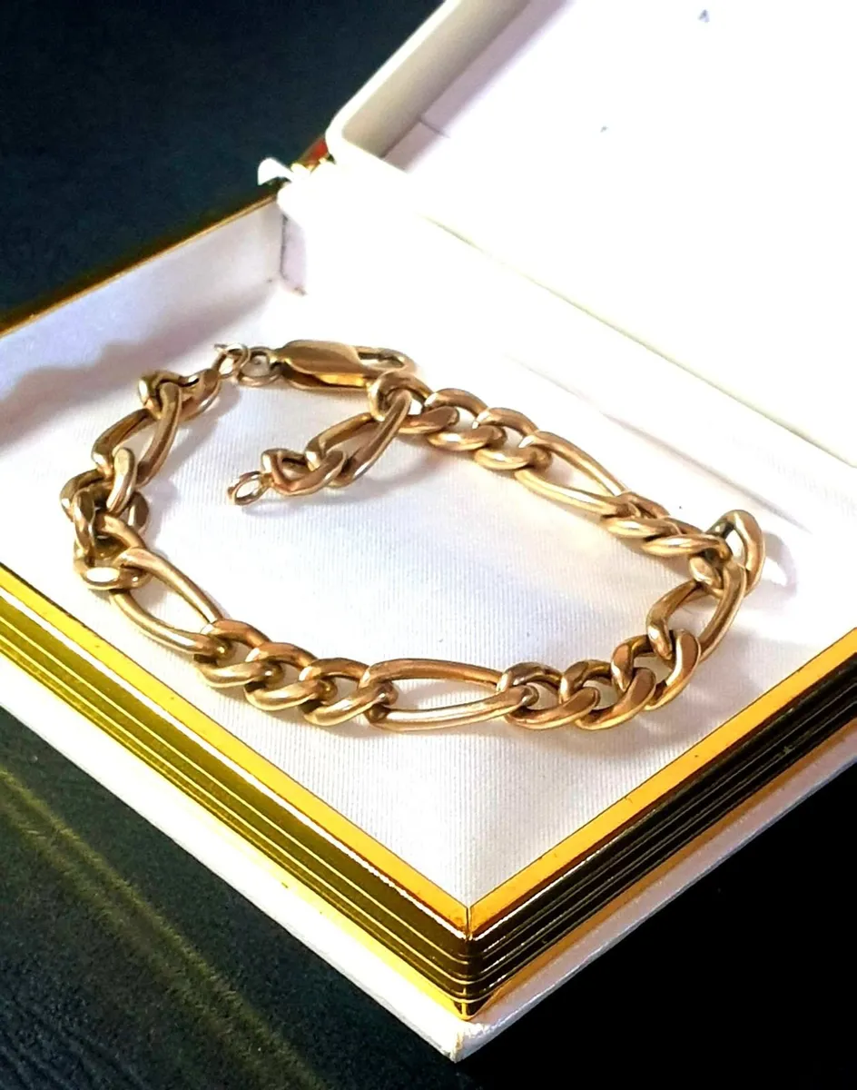 Vintage 9ct Gold Figaro Bracelet - Image 4