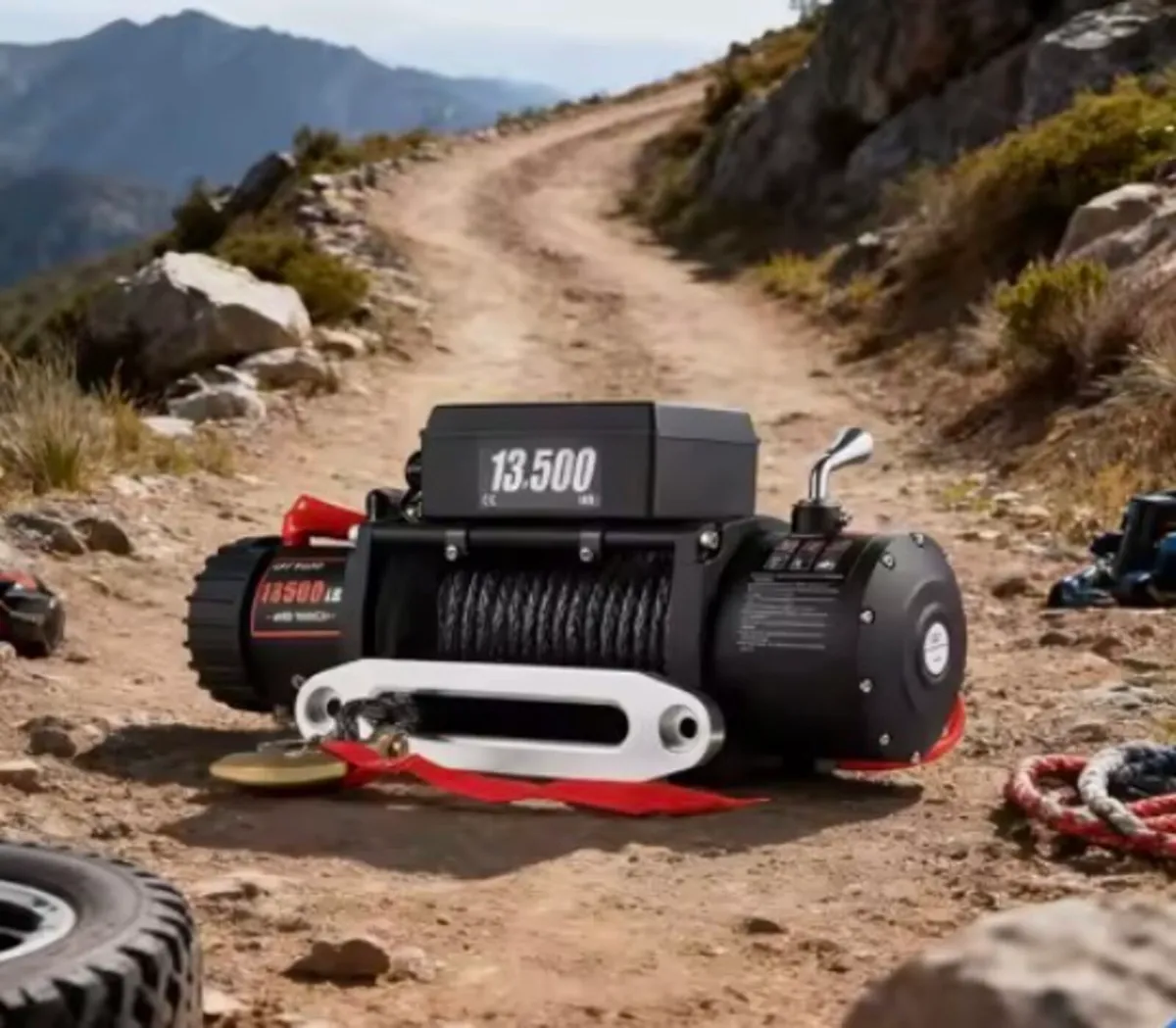 Heavy duty winch 13500lbs Electric Synthetic Rope - Image 2