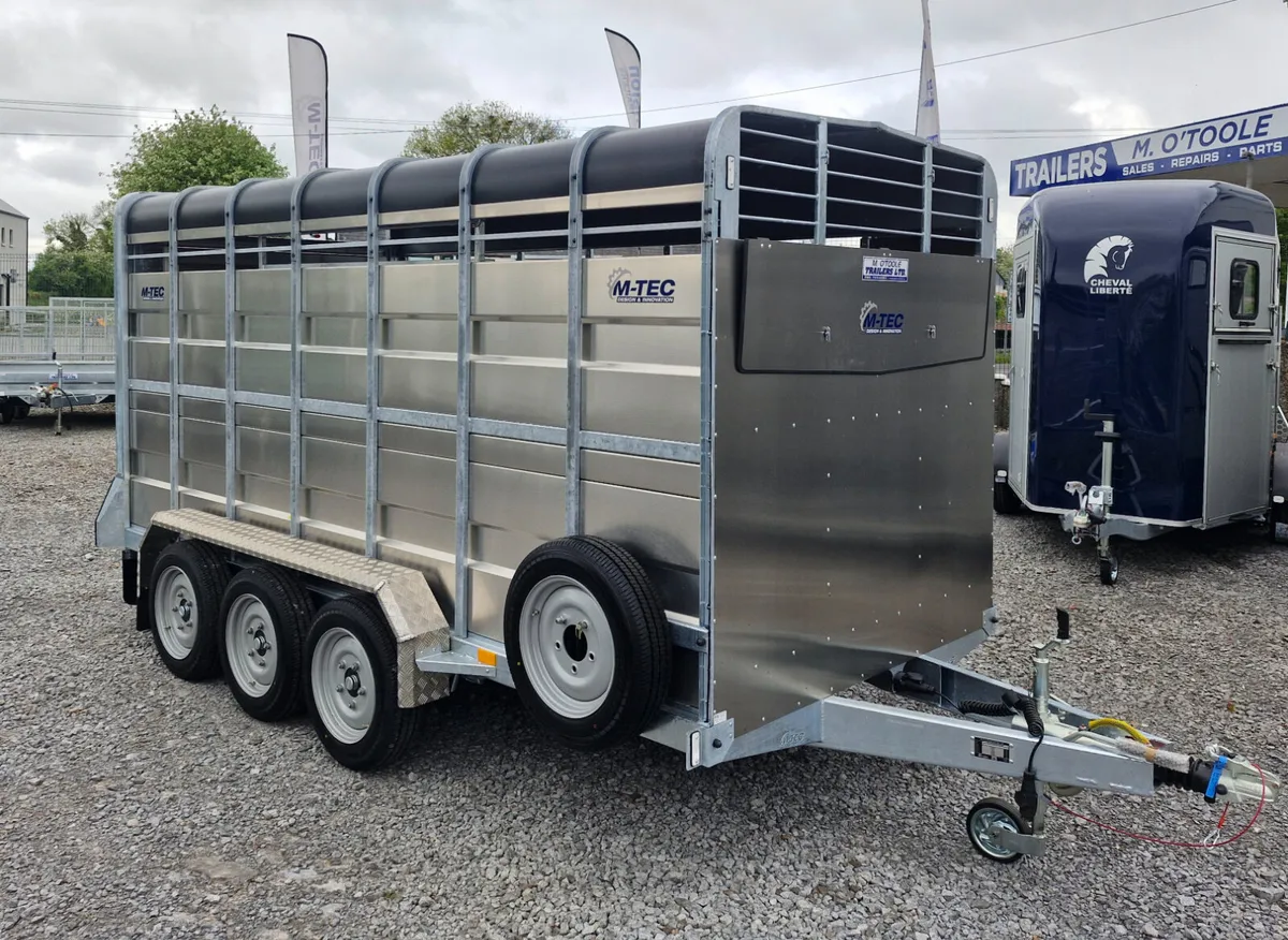 M-TEC  14' x 6' TRI AXLE CATTLE TRAILER - Image 1