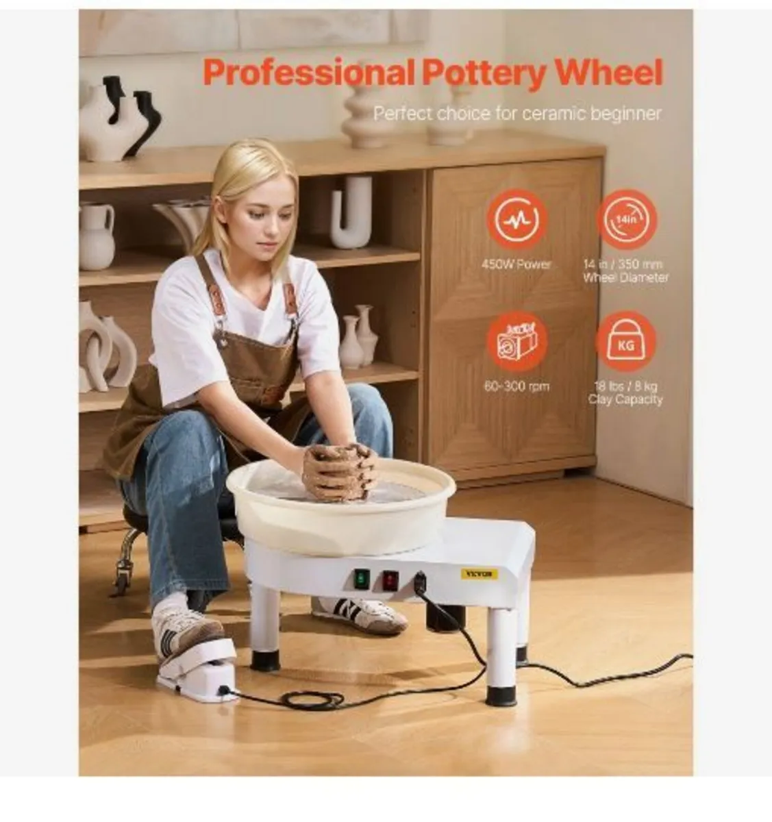 Pottery Wheel, 35 cm Ceramic Wheel Forming Machin - Image 3