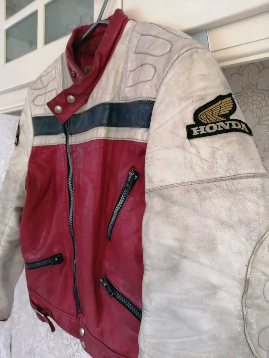 Leather biker jacket - Image 3