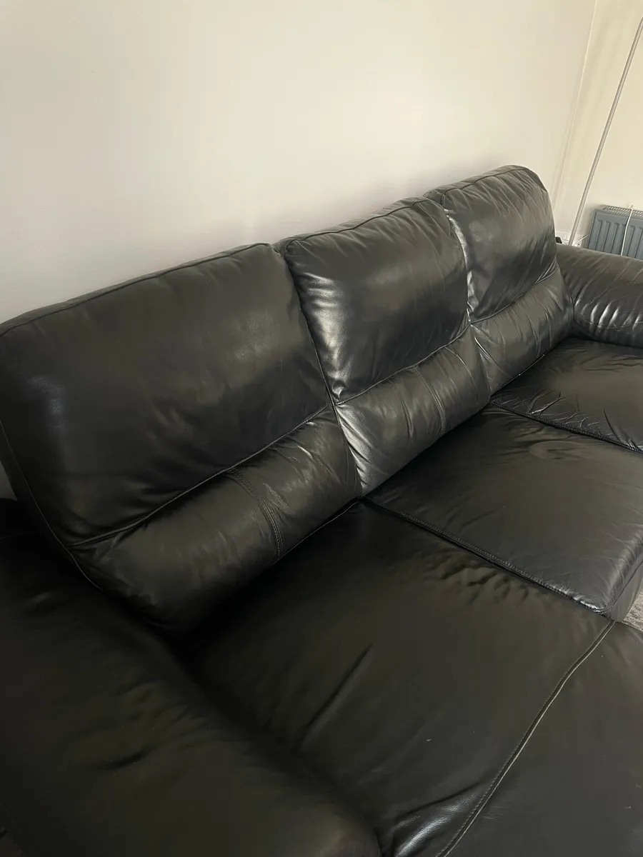 Black Leather L Couch with Storage - Image 2